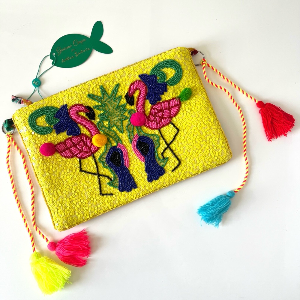 Tropical sequin flamingo 🦩 clutch